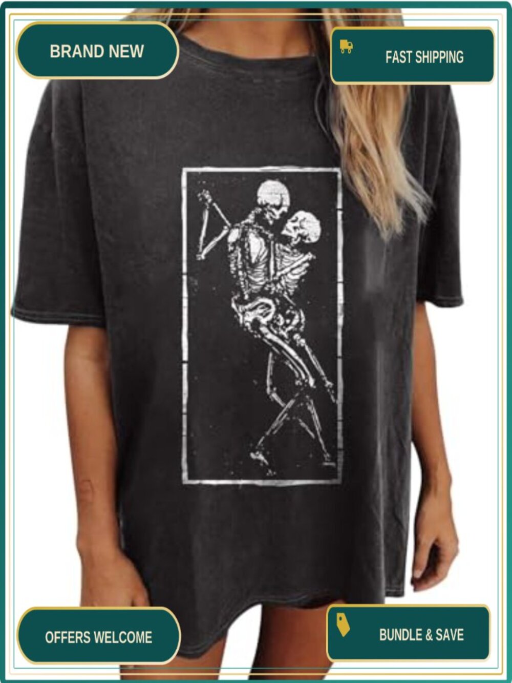 Women's Oversized Graphic T-Shirt Short Sleeve Crew Neck Loose Fit Tee